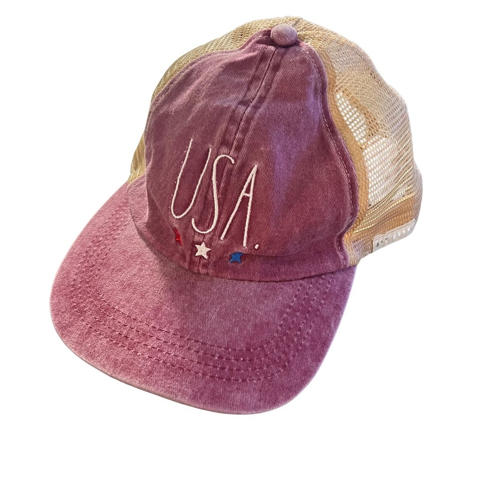 Rae Dunn USA Mesh Back Trucker Hat Adjustable American July 4th Patriotic Casual